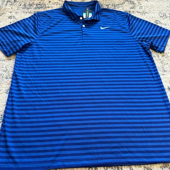 Nike | NWT Golf Standard Fit Blue Striped Short Sleeve Polo Shirt Dri Fit XL - Picture 2 of 10